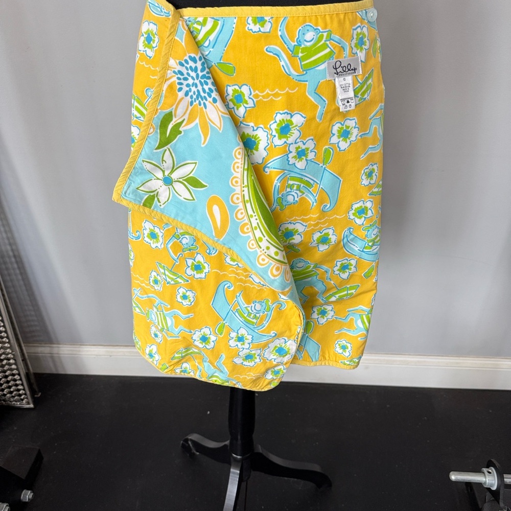 Lilly Pulitzer REVERSIBLE Monkeys or Paisley Midi Skirt - Blue, Yellow - Picture 6 of 8